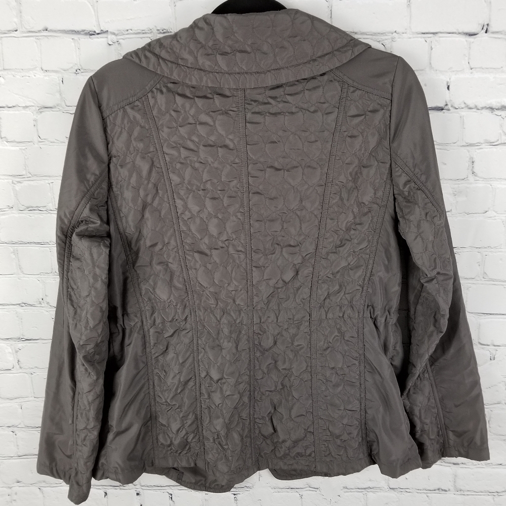 ADAM JACOBS | gray quilted zip large collar jacket - Picture 2 of 6